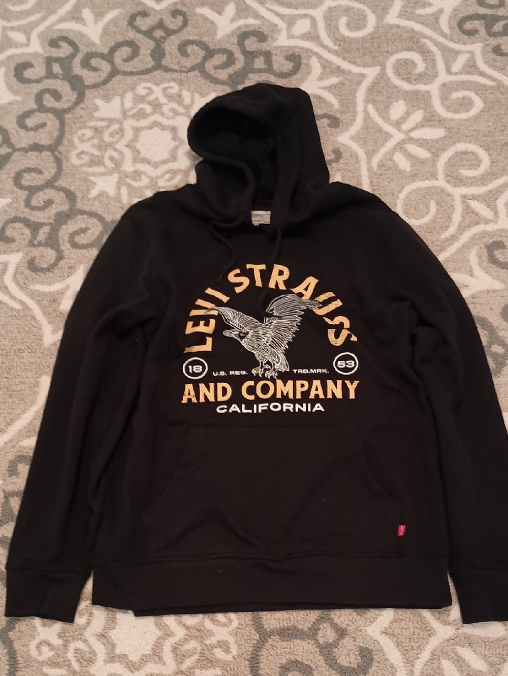 Levi's Black Hoodie with Gold Eagle Graphic
